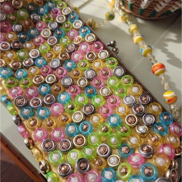 Vintage Aldo Y2K Candy Embellished Beaded Kisslock Shoulder Bag - Picture 6 of 9